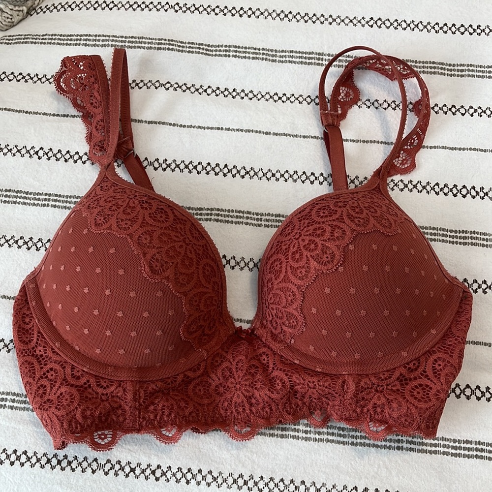 Lace Burnt Orange Aerie Bra - Size 34B